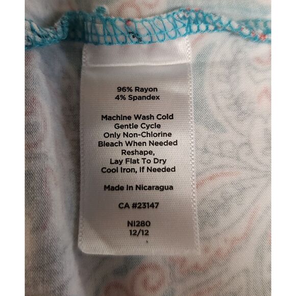 Talbots Womens Blue Red Floral Paisley Tank Top Cowl Neck Size M - Picture 5 of 6